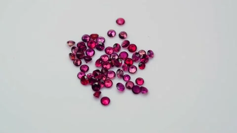 Natural red ruby sapphire on the turning table Stock Footage 176357967
