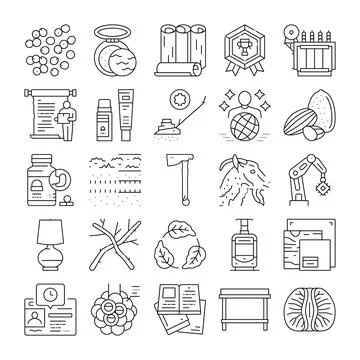 Natural resource production and development line icons collection イラスト素材