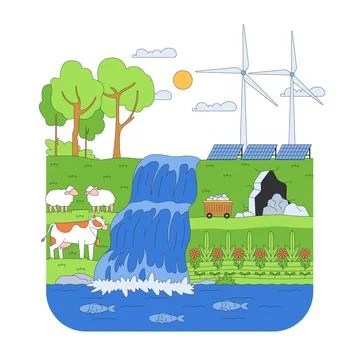 Natural resources 2D illustration concept Stock Illustration