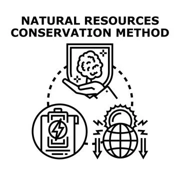 Natural resources conservation method protecting environment Stock Illustration