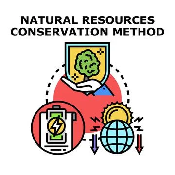 Natural resources conservation method protecting environment Stock Illustration