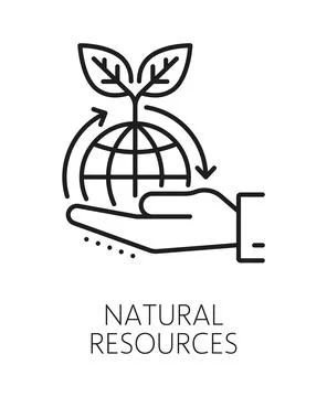 Natural resources ESG thin line icon or sign Stock Illustration