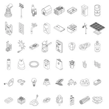 Natural resources icons set vector outline Stock Illustration
