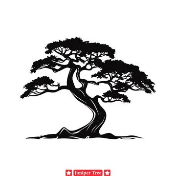 Natural Rhythm  Juniper Tree Vector Set for Organic Designs Stock Illustration