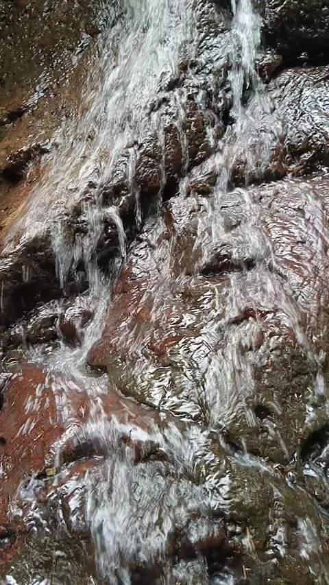 Natural River Water Flowing Through Rocks Close-Up Detail Shot Stock Footage 330529938