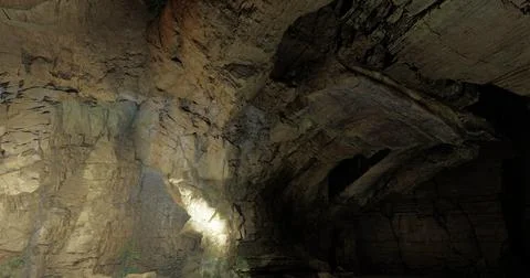 Natural rock cavern illuminated by subtle light during nighttime Stock Illustration