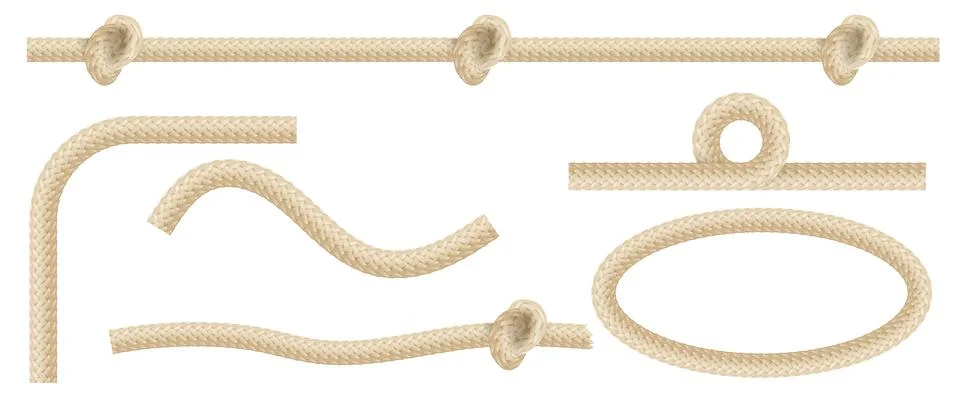Natural rope texture with knot elements Illustrazione stock