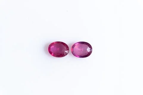 Natural ruby gem stone on the white background Stock Photos