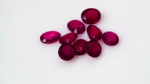 Natural ruby gemstone on the turning table Stock Footage 153020681