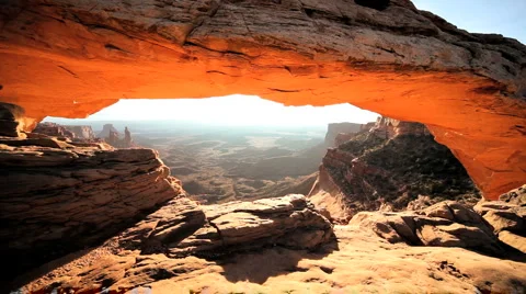 Natural Sandstone Mesa Arch  Stock Footage 1047392