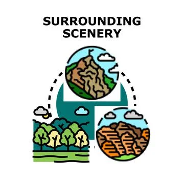 Natural scenery concept representing different landform views Stock Illustration