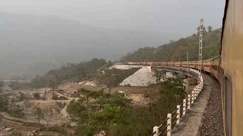 Natural scenery from inside the train outside. Stock Footage 305256442