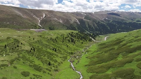 Natural scenery of snow capped mountains and grassland in Ili, Xinjiang China Stock Footage 307283671