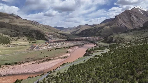Natural scenery at source of the Lancang River Angsai Grand Canyon,Qinghai CHINA Stock-Footage 307414328