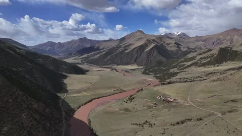Natural scenery at source of the Lancang River Angsai Grand Canyon,Qinghai CHINA Stock Footage 307414351