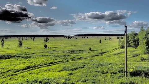 Natural scenery from the train in daylight Stock Footage 76796462