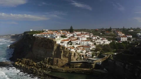 Natural Sea Pool Azenhas do Mar 4k drone 스톡 동영상 167543428