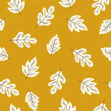 Natural seamless pattern with autumn fallen leaves of forest trees. 스톡 일러스트