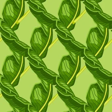 Natural seamless pattern with bright green tropic palm ornament. Jungle folia Stock Illustration