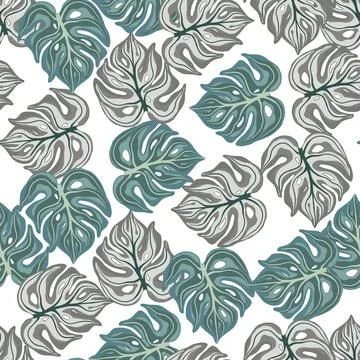 Natural seamless pattern with monstera leaves. Isolated abstract foliage trop Illustrazione stock