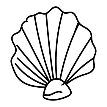 Natural seashell outline vector for ocean-themed graphics. Stockillustratie