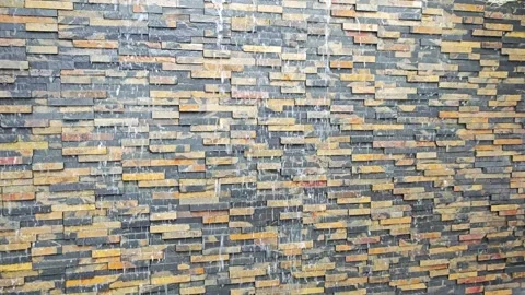 Natural Slate Stone Cladding Waterfall Wall Design. Video stock 340048034