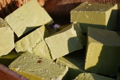 Natural soap bar on table 写真素材