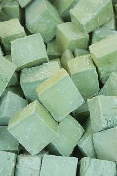 Natural soap bar on table Stock Photos