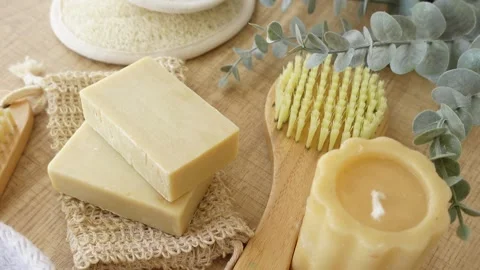 Natural soap making process with simple ingredients Stock Footage 305894841