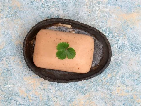 Natural Soap on Rustic Ceramic Dish Minimal Still Life 写真素材
