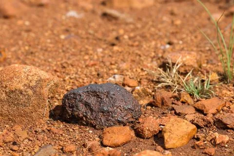 Natural Solid Magnetite Iron Ore Lump Stock Photos