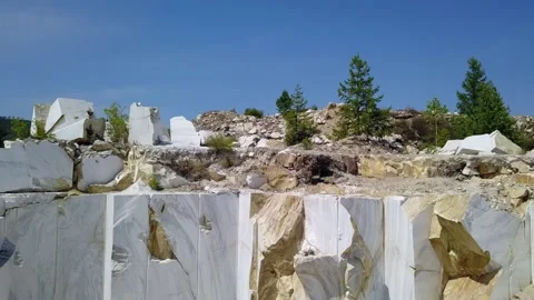 Natural source of marble. Abandoned quarry Stock Footage 155604366