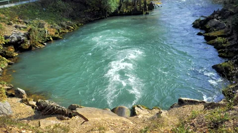 The natural source of the Red Key in Bashkiria is blue. At sunset in autumn Stock Footage 132792544