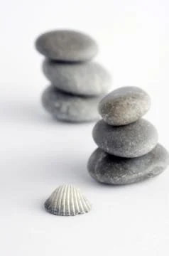 Natural spa elements- seashell with starshell and stones on whit Stock Photos