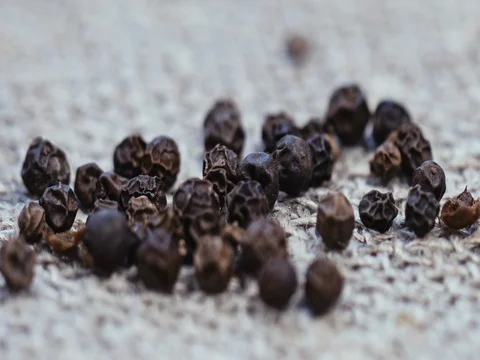 Natural spices on a linen background Stock Footage 73554170