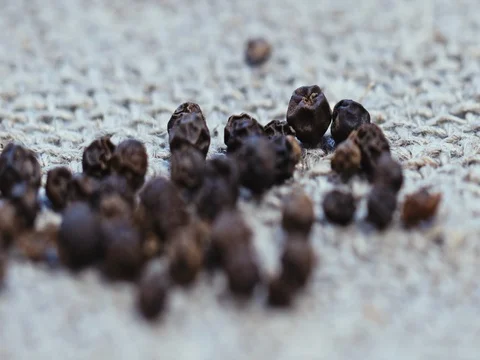 Natural spices on a linen background Stock Footage 73554961