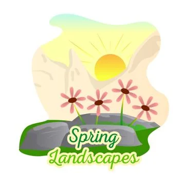 Natural spring landscape Stock Illustration