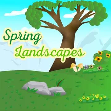 Natural spring landscape Stock Illustration