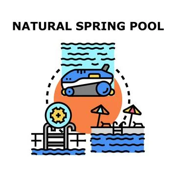 Natural spring pool cleaning and maintenance concept 스톡 일러스트