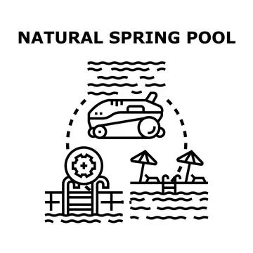 Natural spring pool cleaning and maintenance concept Stock Illustration