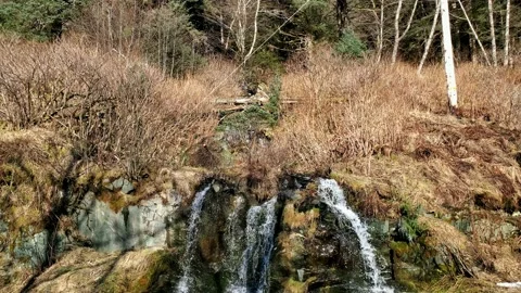 Natural Spring in Springtime Cascading Waterfall Stock Footage 150185131
