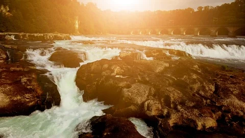 Natural Spring Waterfall Scenery Background Stock Footage 97447221