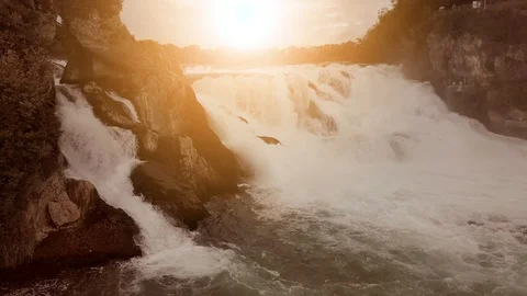Natural Spring Waterfall Scenery Background Stock Footage 97448238