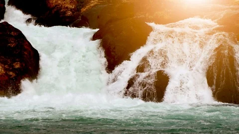 Natural Spring Waterfall Scenery Background Stock Footage 97449522
