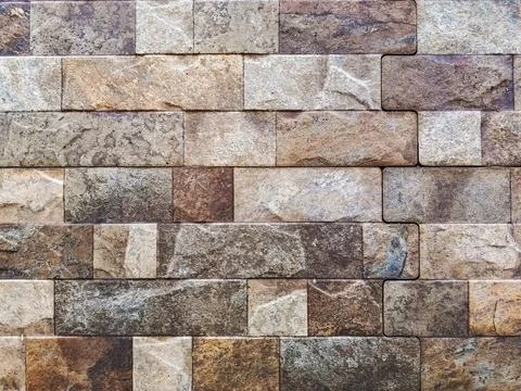 Natural Stone Brick Wall Texture Background with Rustic Pattern Photos