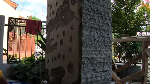 Natural stone installation Stock Footage 243218065
