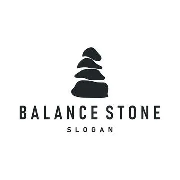 Natural stone logo design concept nature pile of river stones simple minima.. Stock Illustration