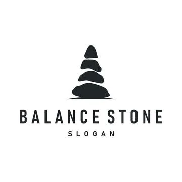 Natural stone logo design concept nature pile of river stones simple minima.. Stock Illustration