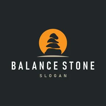 Natural stone logo design concept nature pile of river stones simple minima.. Stock Illustration