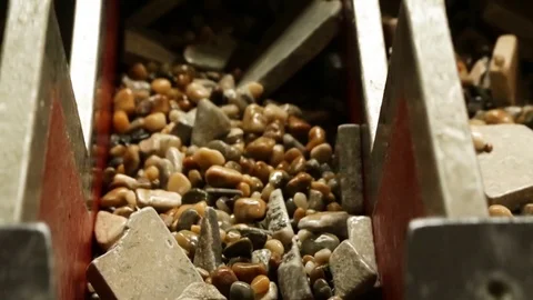 Natural stone processing and manufacturing plant. Pebbles and leftovers 스톡 동영상 117470306